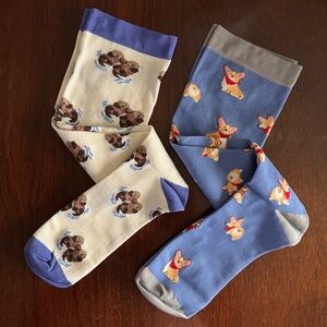 LevSox XL wide calf FUN Compression Socks - Otter & Corgi
